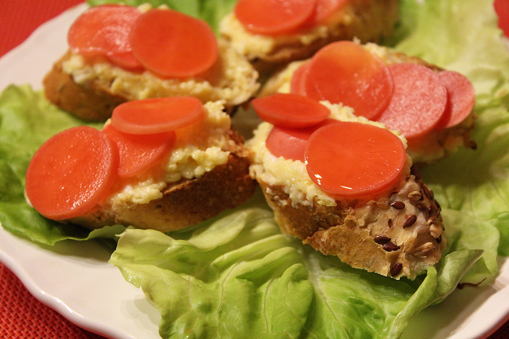 Baguette garnished with radishes