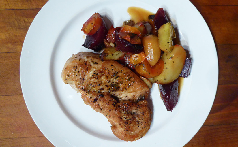 Chicken breast with beetroot