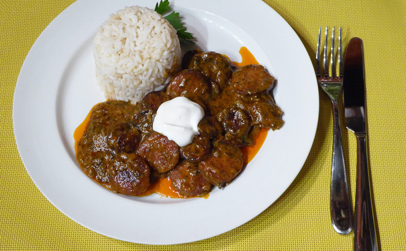 Špekáčkový stew with rice