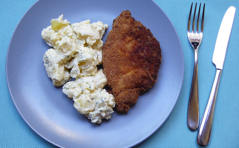 Salad and schnitzel