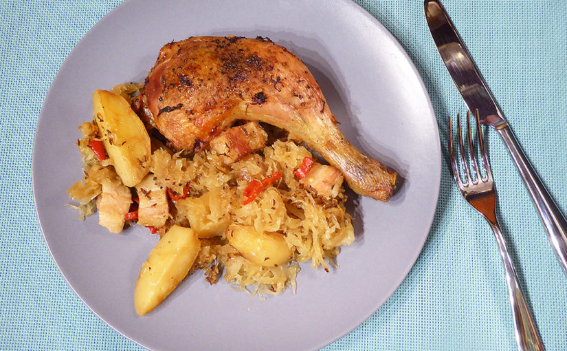 Sharper chicken with cabbage