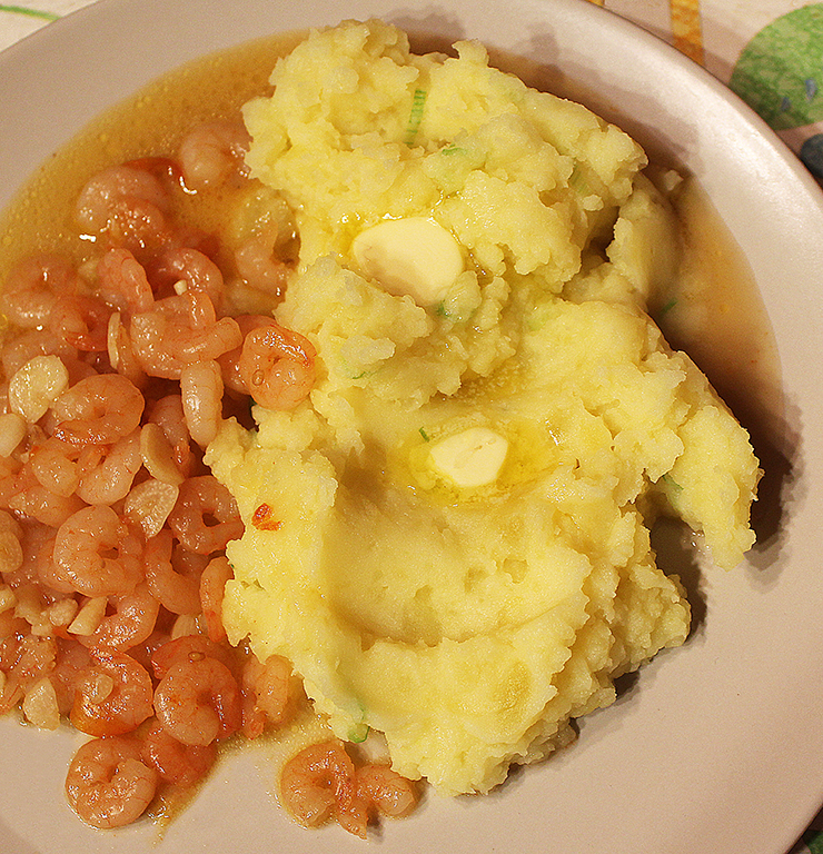 Krevety s bramborovu kaší