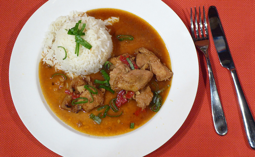 Chicken strips with tamarind and rice